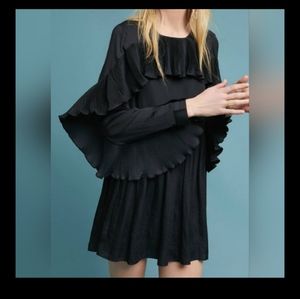 Anthropologie dRA Los Angeles Salinas Black Pleated Ruffle Mini Dress
